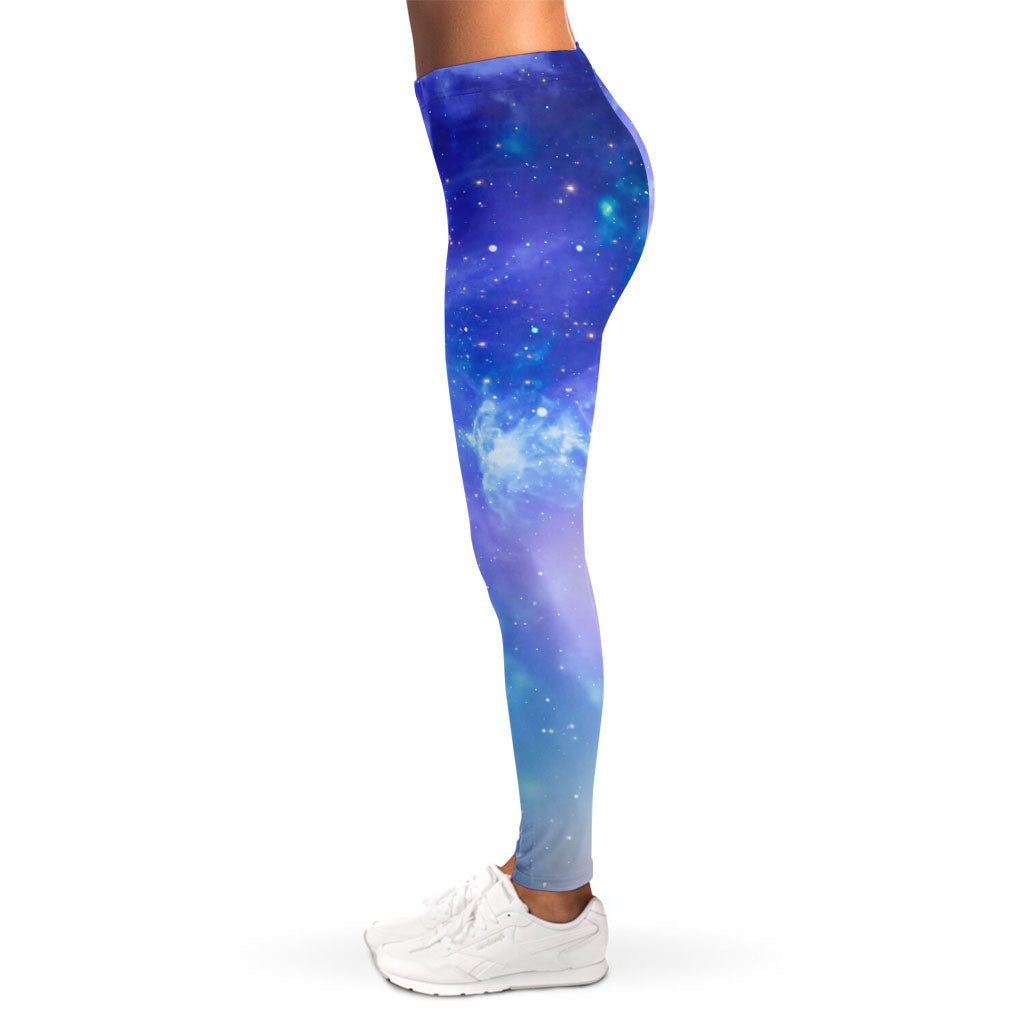 Blue Light Nebula Galaxy Space Print Women's Leggings