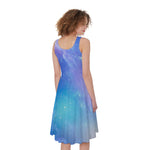 Blue Light Nebula Galaxy Space Print Women's Sleeveless Dress