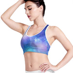 Blue Light Nebula Galaxy Space Print Women's Sports Bra