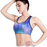 Blue Light Nebula Galaxy Space Print Women's Sports Bra