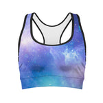 Blue Light Nebula Galaxy Space Print Women's Sports Bra