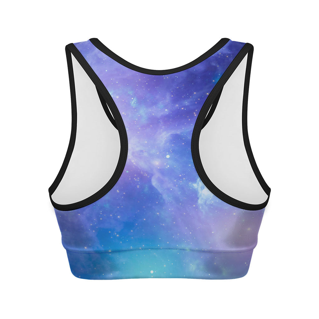 Blue Light Nebula Galaxy Space Print Women's Sports Bra