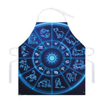 Blue Light Zodiac Circle Print Adjustable Apron