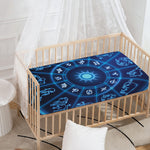 Blue Light Zodiac Circle Print Baby Crib Sheet