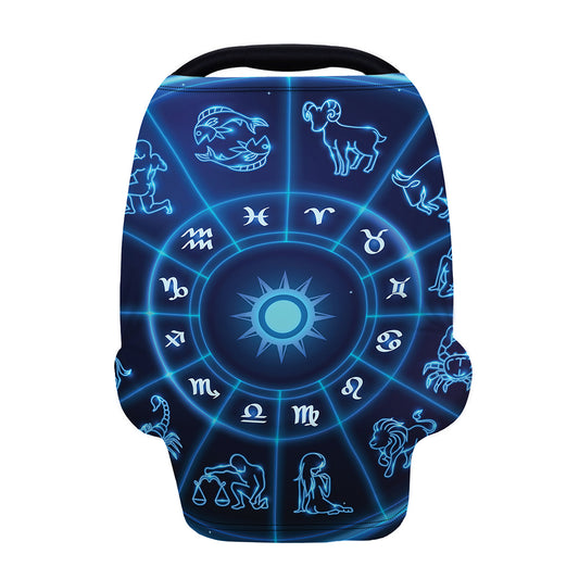 Blue Light Zodiac Circle Print Baby Seat Cover
