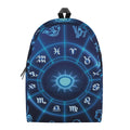 Blue Light Zodiac Circle Print School Backpack