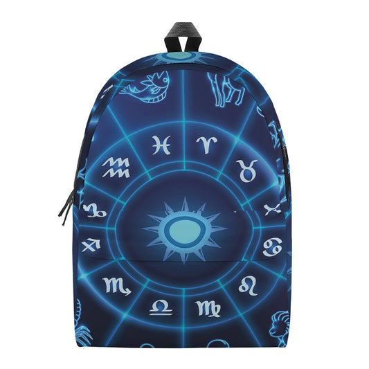 Blue Light Zodiac Circle Print Backpack