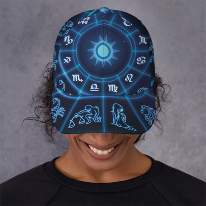 Blue Light Zodiac Circle Print Baseball Cap