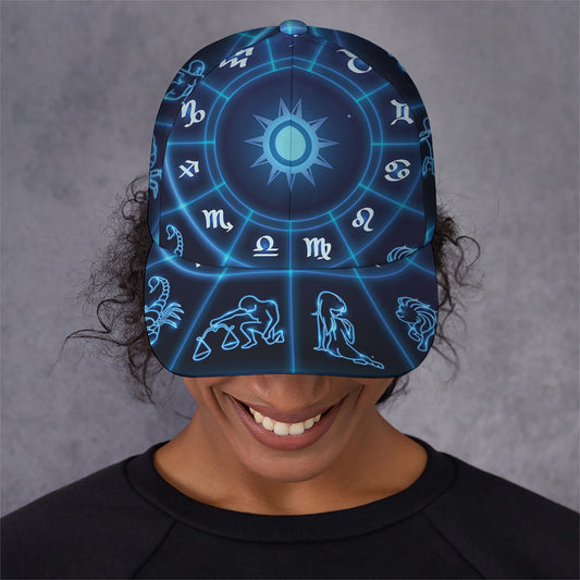 Blue Light Zodiac Circle Print Baseball Cap