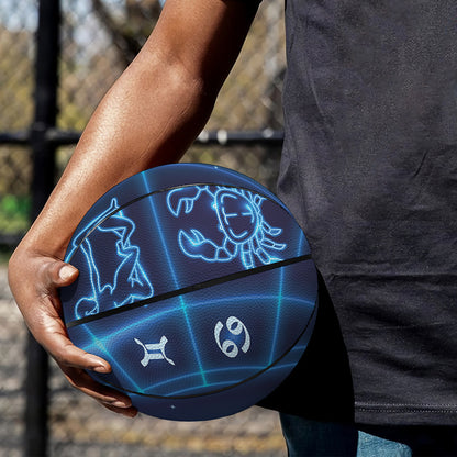 Blue Light Zodiac Circle Print Basketball