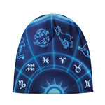 Blue Light Zodiac Circle Print Beanie