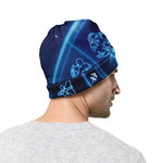 Blue Light Zodiac Circle Print Beanie