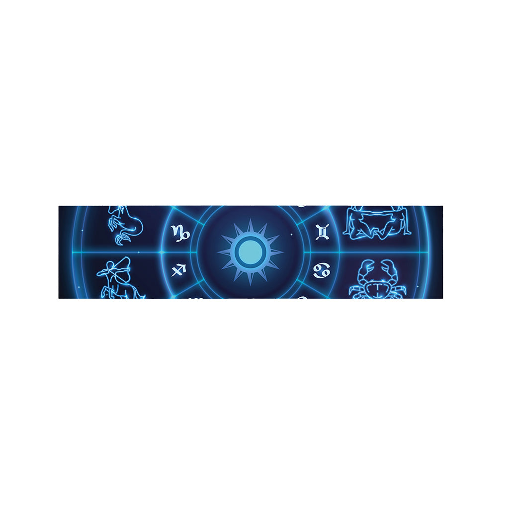 Blue Light Zodiac Circle Print Bed Runner