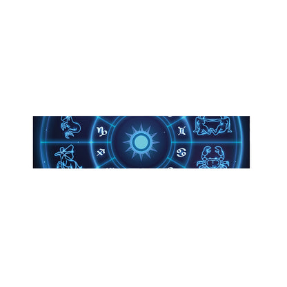 Blue Light Zodiac Circle Print Bed Runner