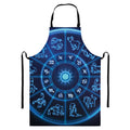 Blue Light Zodiac Circle Print Bib Apron With Pocket