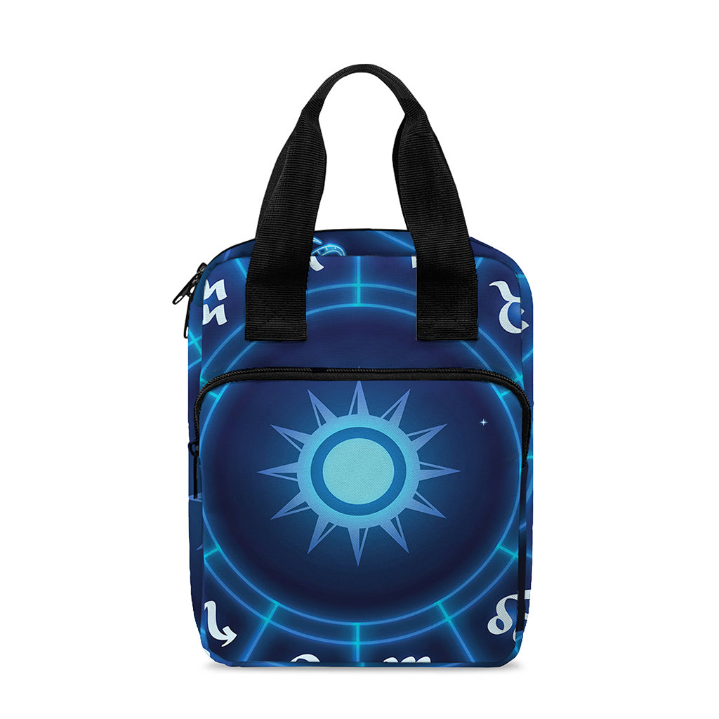Blue Light Zodiac Circle Print Bible Tote Bag