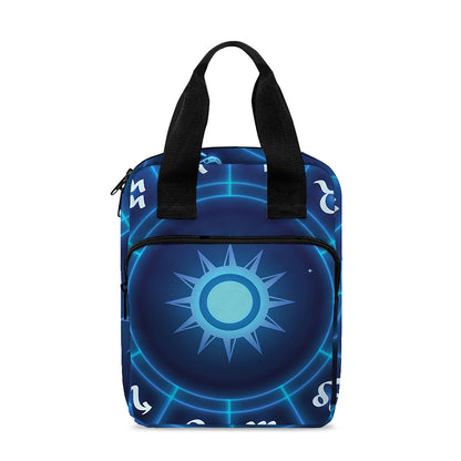 Blue Light Zodiac Circle Print Bible Tote Bag