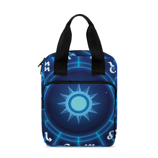 Blue Light Zodiac Circle Print Bible Tote Bag