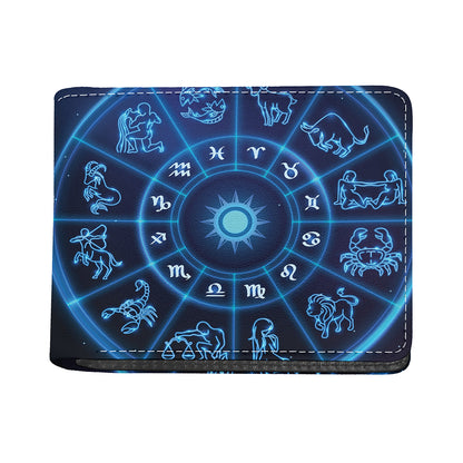 Blue Light Zodiac Circle Print Bifold Wallet