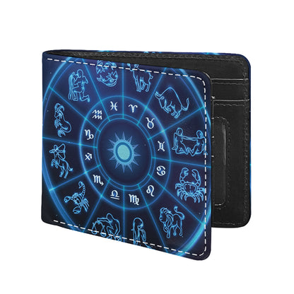 Blue Light Zodiac Circle Print Bifold Wallet