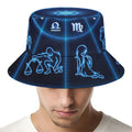 Blue Light Zodiac Circle Print Bucket Hat