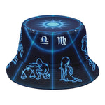 Blue Light Zodiac Circle Print Bucket Hat
