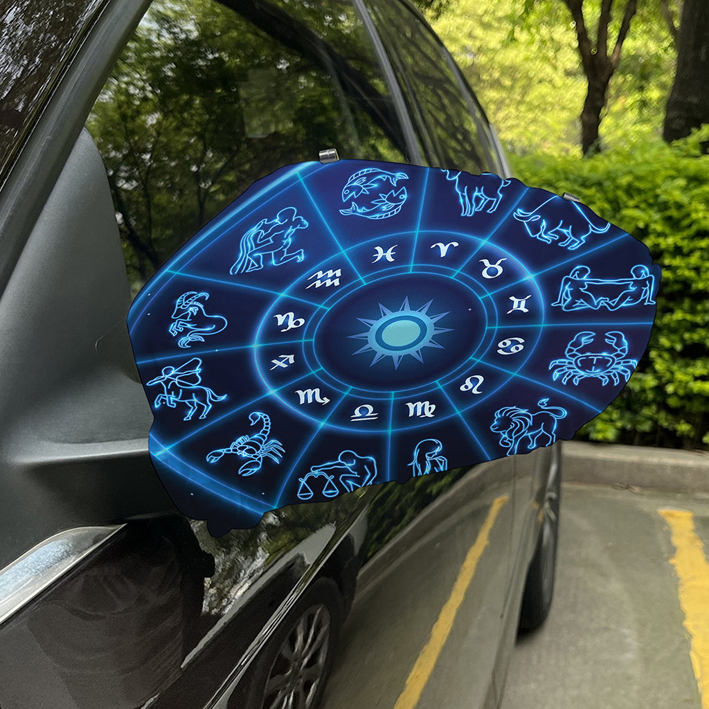 Blue Light Zodiac Circle Print Car Side Mirror Covers