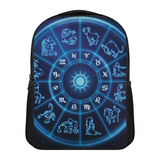 Blue Light Zodiac Circle Print Casual Backpack