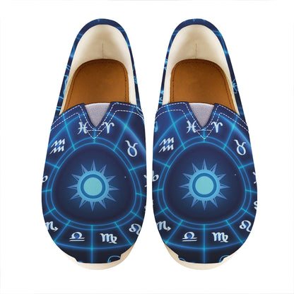 Blue Light Zodiac Circle Print Casual Shoes