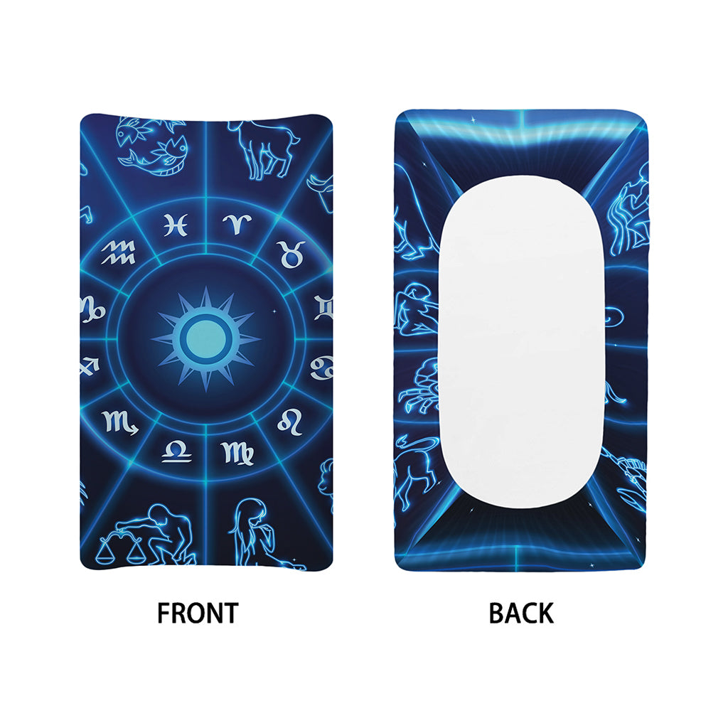 Blue Light Zodiac Circle Print Changing Pad Cover