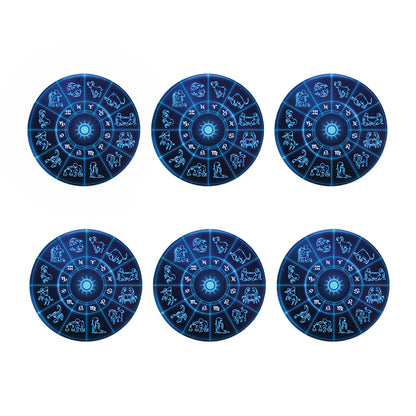 Blue Light Zodiac Circle Print Coaster Set