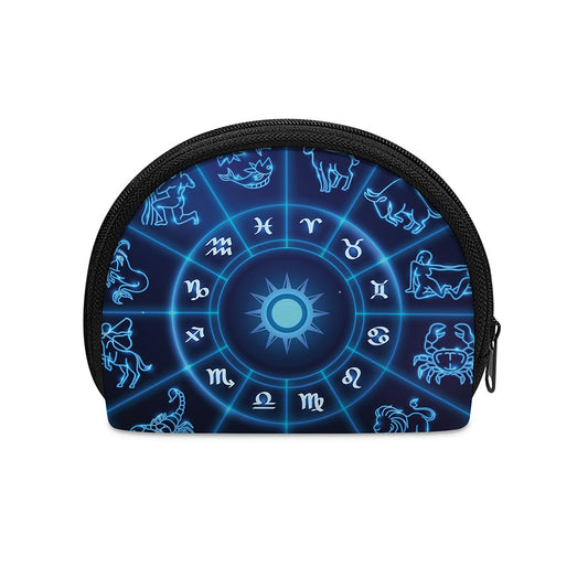 Blue Light Zodiac Circle Print Coin Purse