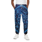 Blue Light Zodiac Circle Print Cotton Pants