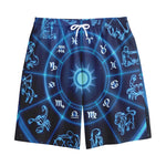 Blue Light Zodiac Circle Print Cotton Shorts