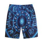 Blue Light Zodiac Circle Print Cotton Shorts