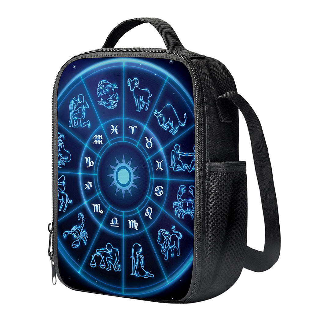 Blue Light Zodiac Circle Print Crossbody Lunch Bag