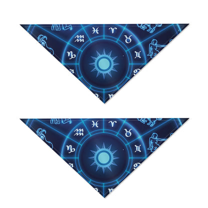 Blue Light Zodiac Circle Print Dog Bandana