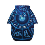 Blue Light Zodiac Circle Print Dog Zip Up Hoodie