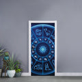 Blue Light Zodiac Circle Print Door Sticker