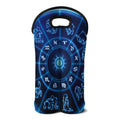 Blue Light Zodiac Circle Print Double Neoprene Wine Tote