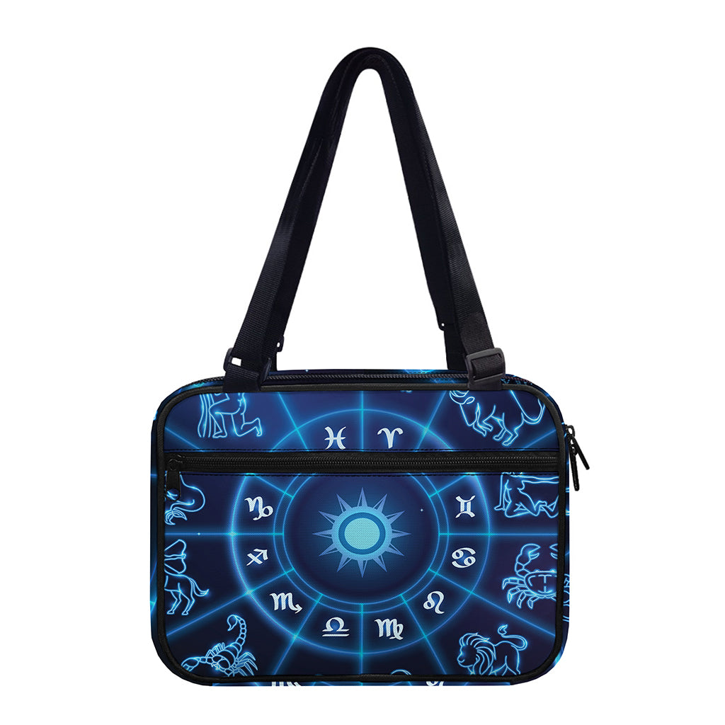 Blue Light Zodiac Circle Print Double Strap Bible Bag