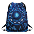 Blue Light Zodiac Circle Print Drawstring Backpack