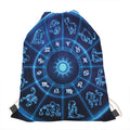 Blue Light Zodiac Circle Print Drawstring Bag