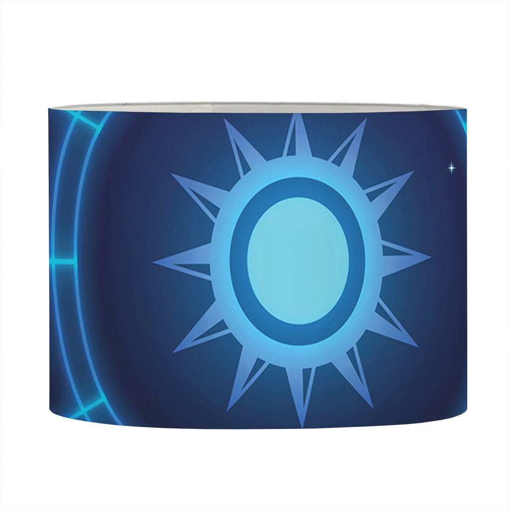 Blue Light Zodiac Circle Print Drum Lamp Shade