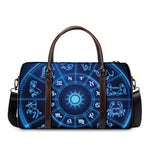 Blue Light Zodiac Circle Print Duffle Bag