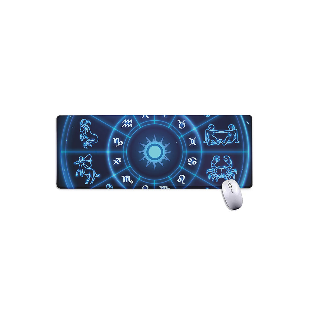 Blue Light Zodiac Circle Print Extended Mouse Pad