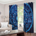 Blue Light Zodiac Circle Print Extra Wide Grommet Curtains