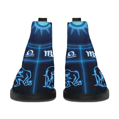 Blue Light Zodiac Circle Print Flat Ankle Boots