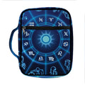 Blue Light Zodiac Circle Print Front Pocket Bible Bag