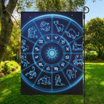 Blue Light Zodiac Circle Print Garden Flag